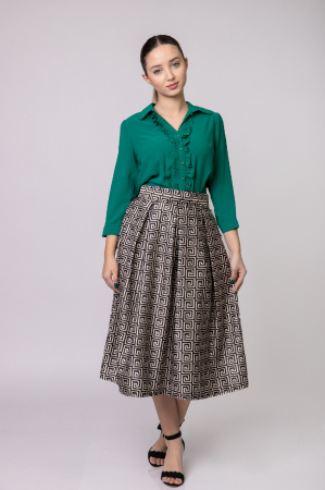 Fusta clos cu imprimeu geometric alb si negru [2]