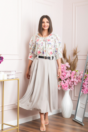 Fusta clos lunga Marissa cu buzunare functionale - Bej [3]
