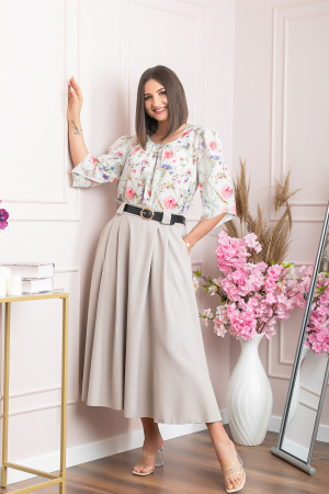 Fusta clos lunga Marissa cu buzunare functionale - Bej [2]
