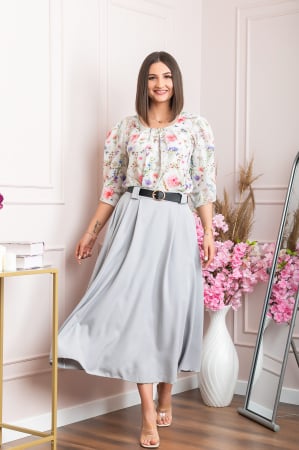 Fusta clos lunga Marissa cu buzunare functionale - Gri [3]