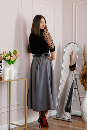 Fusta clos lunga Marissa cu buzunare functionale - Gri [2]