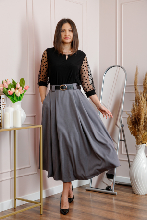 Fusta clos lunga Marissa cu buzunare functionale - Gri [3]