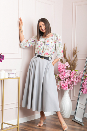 Fusta clos lunga Marissa cu buzunare functionale - Gri [2]