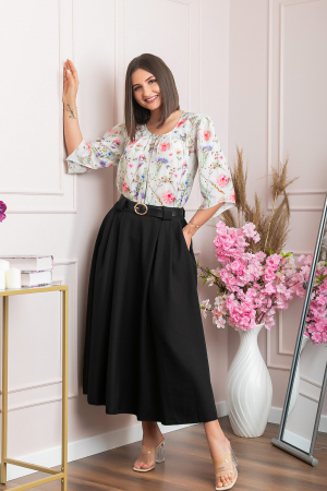 Fusta clos lunga Marissa cu buzunare functionale - Negru [2]