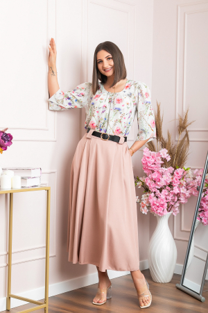 Fusta clos lunga Marissa cu buzunare functionale - Roz [2]