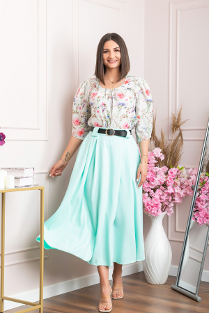 Fusta clos lunga Marissa cu buzunare functionale - Turcoaz [3]