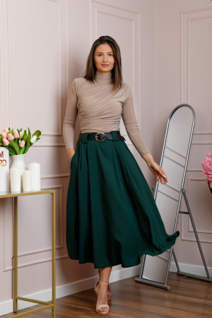 Fusta clos lunga Marissa cu buzunare functionale - Verde [2]
