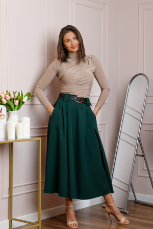 Fuste - Fusta clos lunga Marissa cu buzunare functionale - Verde