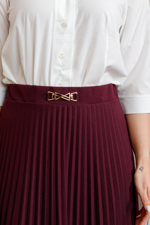 Fusta grena dama Brandy plisata midi cu talie elastica [1]