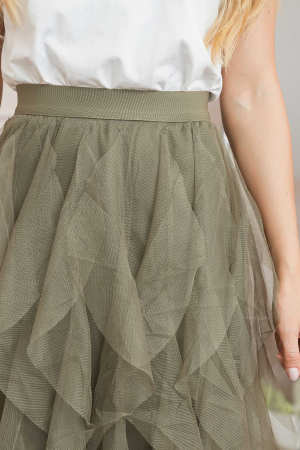 Fusta kaki cu volane din tulle [2]