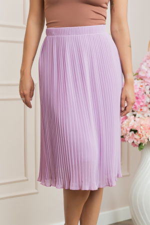 Fusta lila plisata din voal cu talie elastica [1]