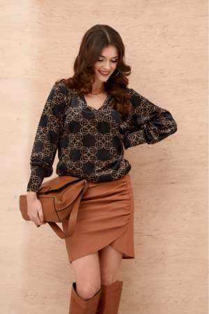 Fuste - Fusta mini camel cu volanase