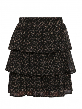 Fusta neagra cu volane si imprimeu floral [5]