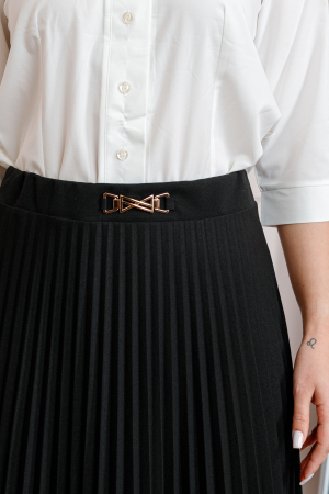 Fusta neagra dama Brandy plisata midi cu talie elastica [1]