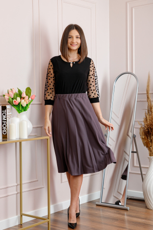 Fusta office plisata mov lavanda cu pliuri largi [2]