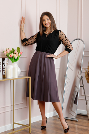 Fusta office plisata mov lavanda cu pliuri largi [1]