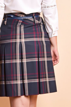 Fusta office plisata multicolora cu curea in talie [8]