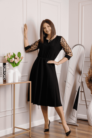 Fusta office plisata neagra cu pliuri largi [1]