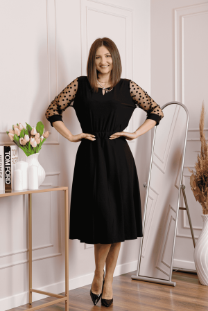 Fuste - Fusta office plisata neagra cu pliuri largi