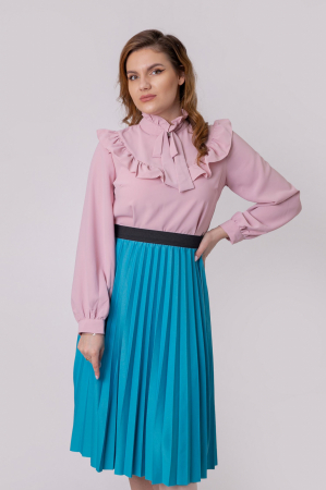 Fusta plisata Luna cu elastic in talie - Albastru [3]