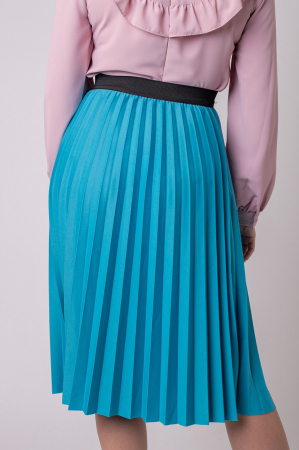 Fusta plisata Luna cu elastic in talie - Albastru [2]
