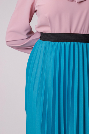 Fusta plisata Luna cu elastic in talie - Albastru [1]