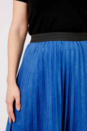 Fusta plisata albastru regal din piele intoarsa sintetica cu elastic in talie [1]