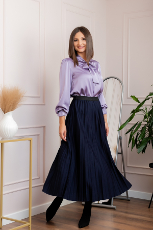 Fusta plisata eleganta Jacqueline cu elastic in talie - Bleumarin [2]