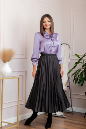 Fusta plisata eleganta Jacqueline cu elastic in talie - Gri antracit [2]