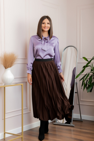 Fusta plisata eleganta Jacqueline cu elastic in talie - Maro [2]