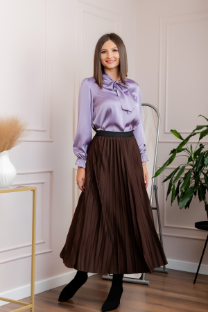 Fusta plisata eleganta Jacqueline cu elastic in talie - Maro [3]