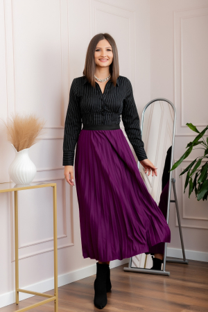Fusta plisata eleganta Jacqueline cu elastic in talie - Mov [2]