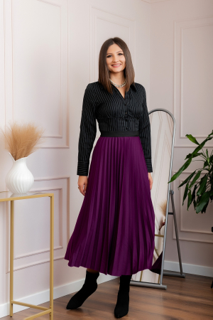 Fusta plisata eleganta Jacqueline cu elastic in talie - Mov [3]