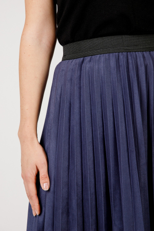 Fusta plisata indigo din piele intoarsa sintetica cu elastic in talie [1]
