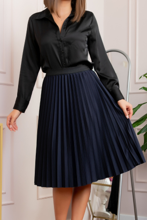 Fusta plisata Luna cu elastic in talie - Bleumarin [1]