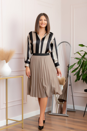Fusta plisata Luna cu elastic in talie - Gri [2]