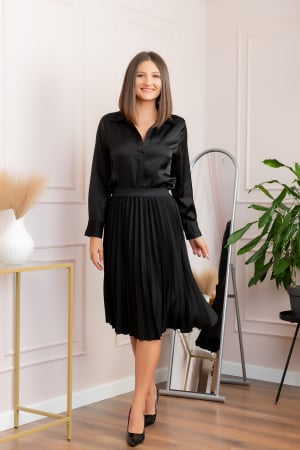Fusta plisata Luna cu elastic in talie - Negru [4]