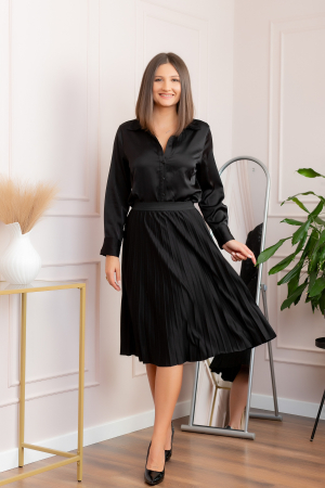 Fusta plisata Luna cu elastic in talie - Negru [2]