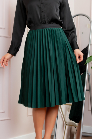 Fusta plisata Luna cu elastic in talie - Verde petrol [1]