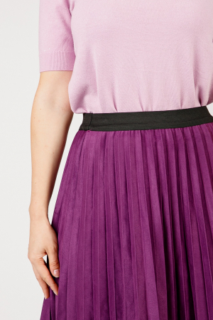 Fusta plisata magenta din piele intoarsa sintetica cu elastic in talie [1]