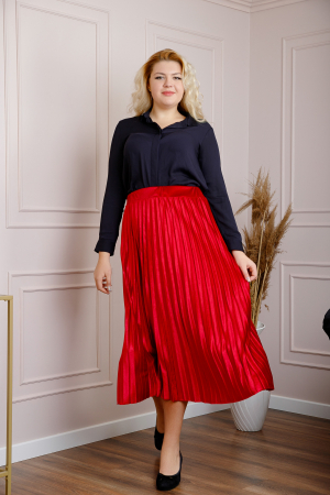 Fusta plisata plus size din catifea rosie Valentina [3]