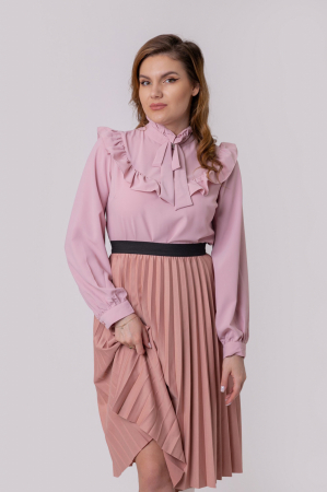 Fusta plisata Luna cu elastic in talie - Roz somon [3]