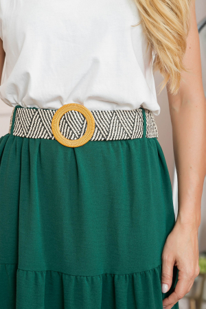 Fusta verde boho chic cu volane si curea in talie [2]