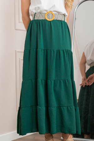 Fusta verde boho chic cu volane si curea in talie [1]