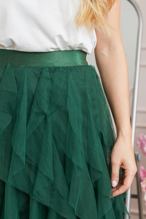 Fusta verde cu volane din tulle [2]