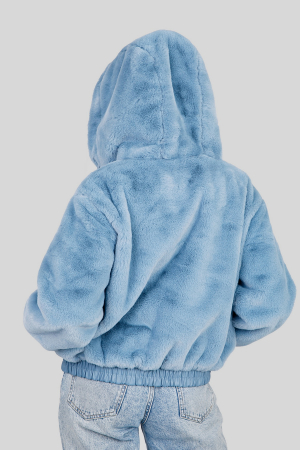 Geaca bleu din blanita sintetica cu gluga [2]