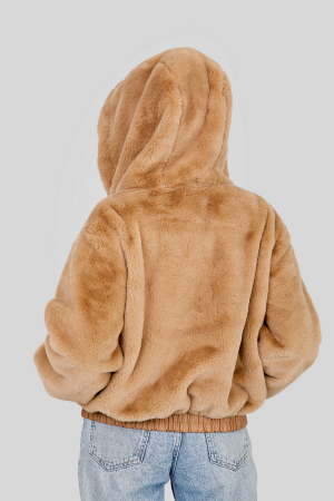 Geaca camel din blanita sintetica cu gluga [2]