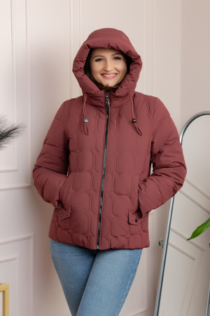 Geaca matlasata Alyssa cu gluga nedetasabila - Caramiziu [2]