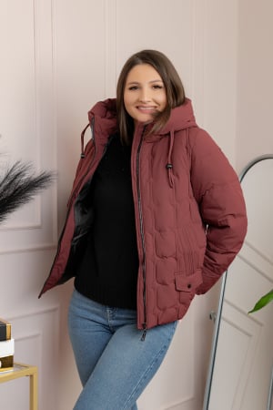 Paltoane si geci - Geaca matlasata Alyssa cu gluga nedetasabila - Caramiziu