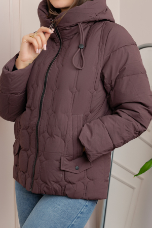 Geaca matlasata Alyssa cu gluga nedetasabila - Mov pruna [1]